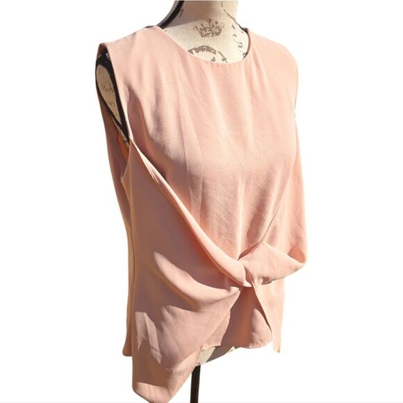 Zara -1612 Front Knotted Sleeveless Blouse in Pink Blush Women's Medium - Picture 2 of 7